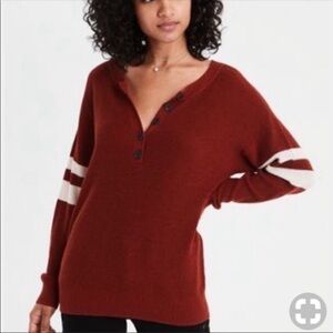 AEO Burnt Orange Oversized Thermal Henley EUC